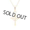 ゴールドのスタイリッシュなクロスネックレス「tiny four heart cross pendant」