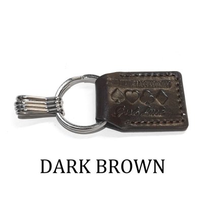 トランプ柄のレザーキーホルダー（ダークブラウン）