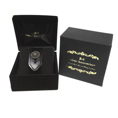 リリーボタンレザーブレスレット(ブラック)専用ボックスアークシルバーアクセサリーズ