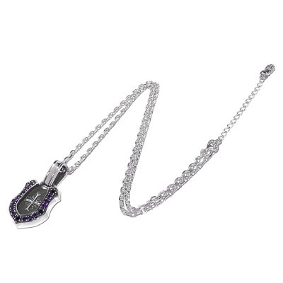 馬蹄をモチーフにしたメンズホースシューネックレス「シャドウクロスホースシューペンダント(アメジスト)」