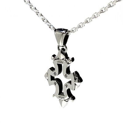 百合の紋章（リリー）が彫刻された人気クロスネックレス「リリークロスペンダント」