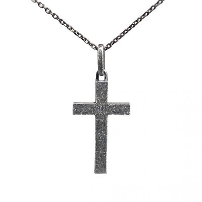 シンプルで小振りな定番クロスネックレス「バースクロス(アンティークシルバー)」