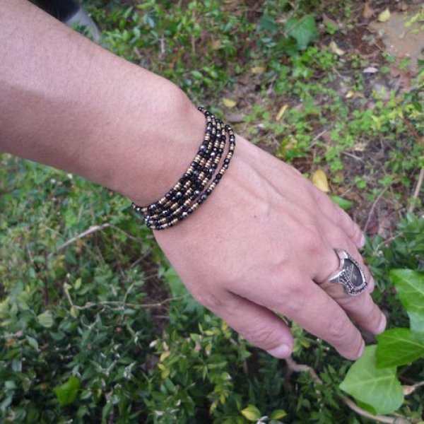 5連ブレスレット オニキス&ヘマタイト