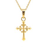 画像: ゴールドのスタイリッシュなクロスネックレス「tiny four heart cross pendant」