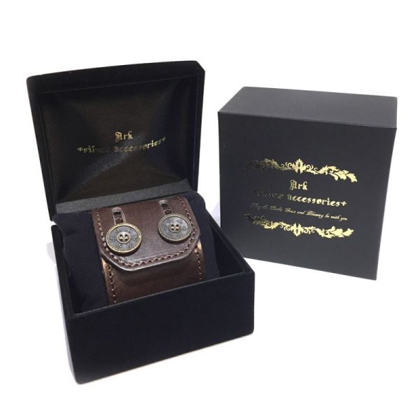 リリーボタン ダブルレザーブレスレット(ダークブラウン)アークシルバーアクセサリーズ