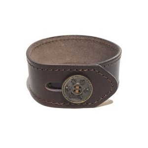 画像: [レザーブレスレット] lily button single bracelet (dark brown)