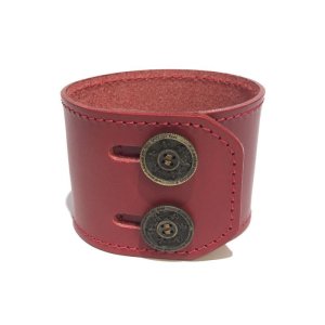 画像: [レザーブレスレット] lily button double bracelet (red)