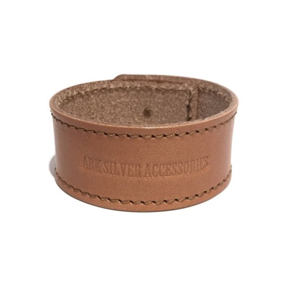 リリーボタン シングルレザーブレスレット(ナチュラルブラウン)アークシルバーアクセサリーズ