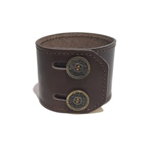 画像: [レザーブレスレット] lily button double bracelet (dark brown)