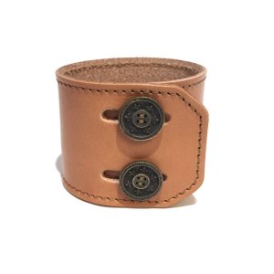 画像: [レザーブレスレット] lily button double bracelet (natural brown)