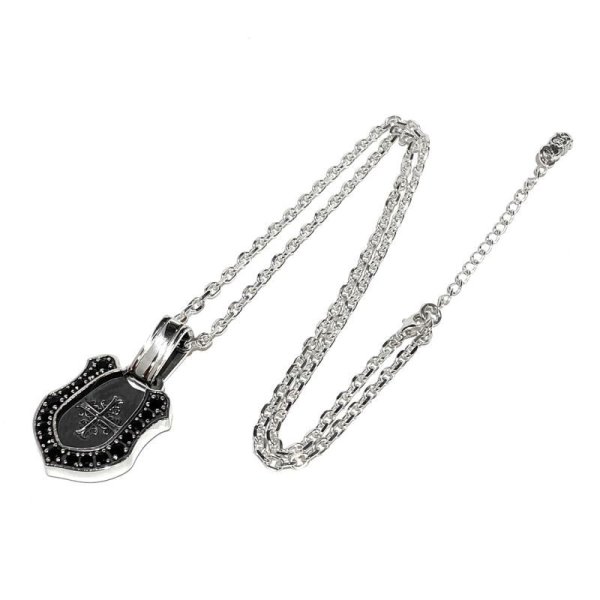 馬蹄をモチーフにしたメンズホースシューネックレス「シャドウクロスホースシューペンダント(オニキス)」