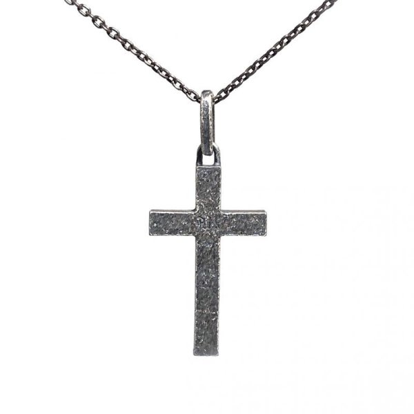 シンプルで小振りな定番クロスネックレス「バースクロス（アンティークシルバー）」